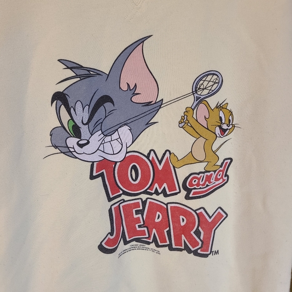 Tom and Jerry Crewneck Pullover Sweatshirt  - Women's Large - Yellow - Vintage - Picture 11 of 11